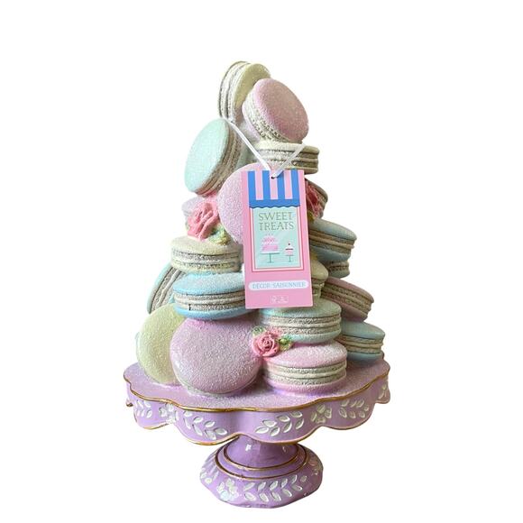 Sweet Treats Pastel Macarons on a Pedestal Stand 16in Easter Holiday Decor NEW - Picture 13 of 15